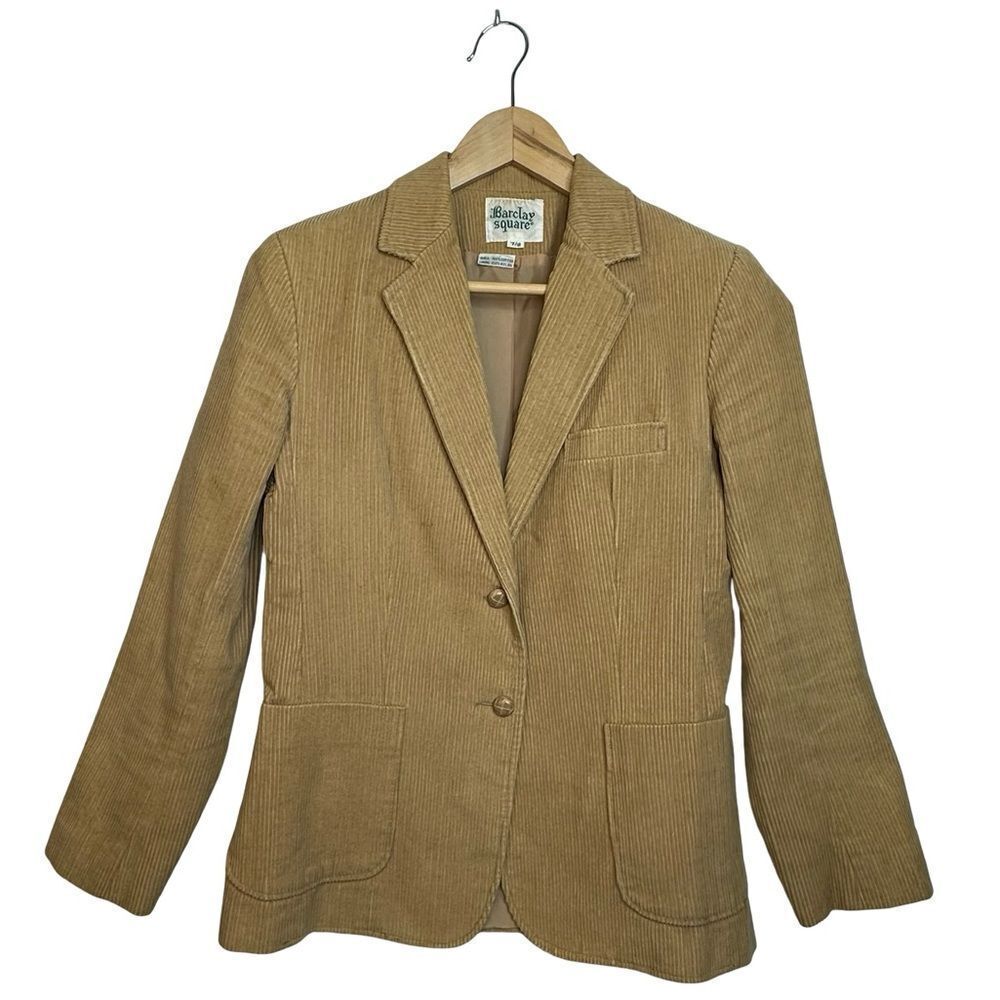 BARCLAY SQUARE Vintage Corduroy Kahki Beige Blazer Size 7/8
